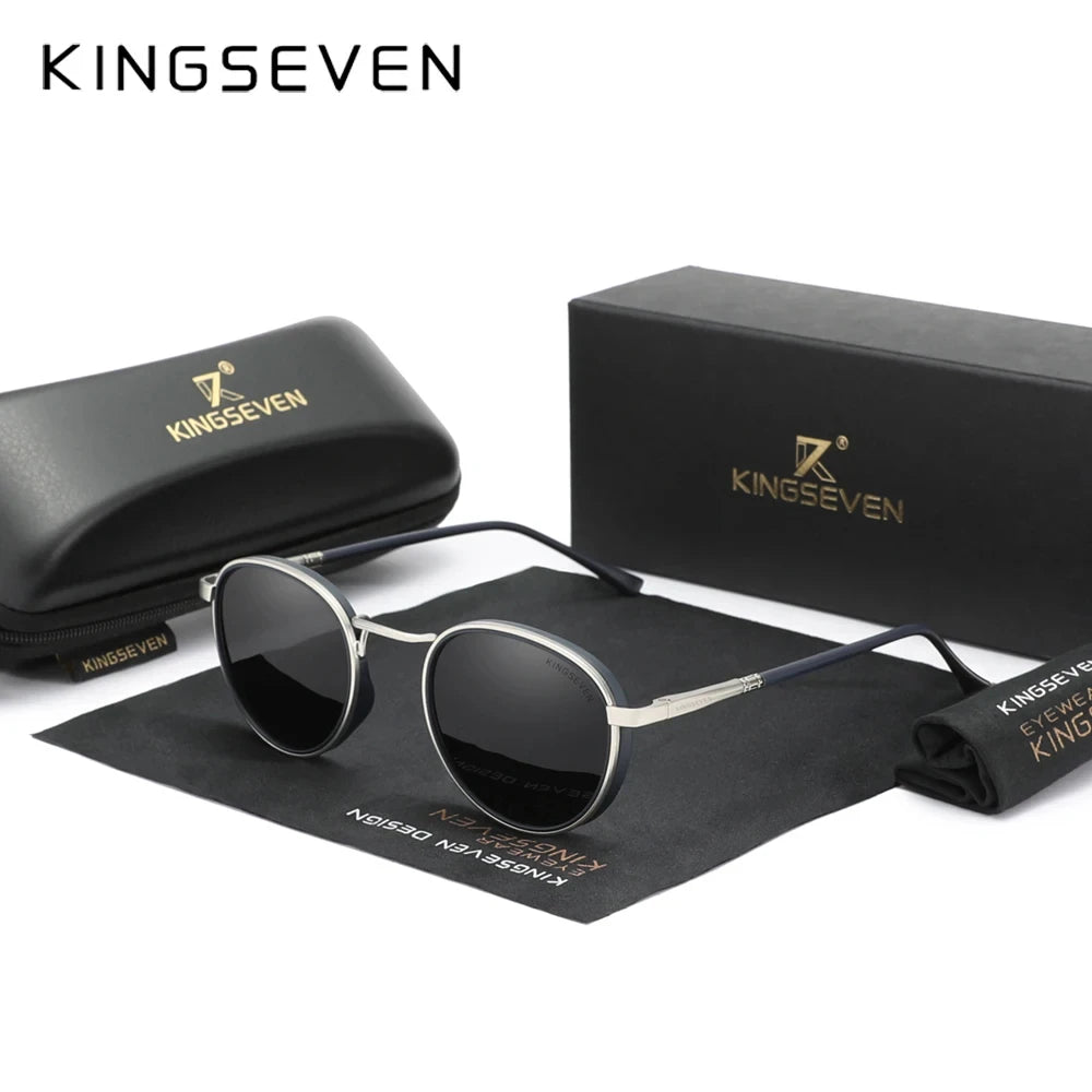 KINGSEVEN Brand Original Causal Round Frame Sunglasses Men Polarized UV400 Luxury Retro Women Driving Summer Fishing Glasses
