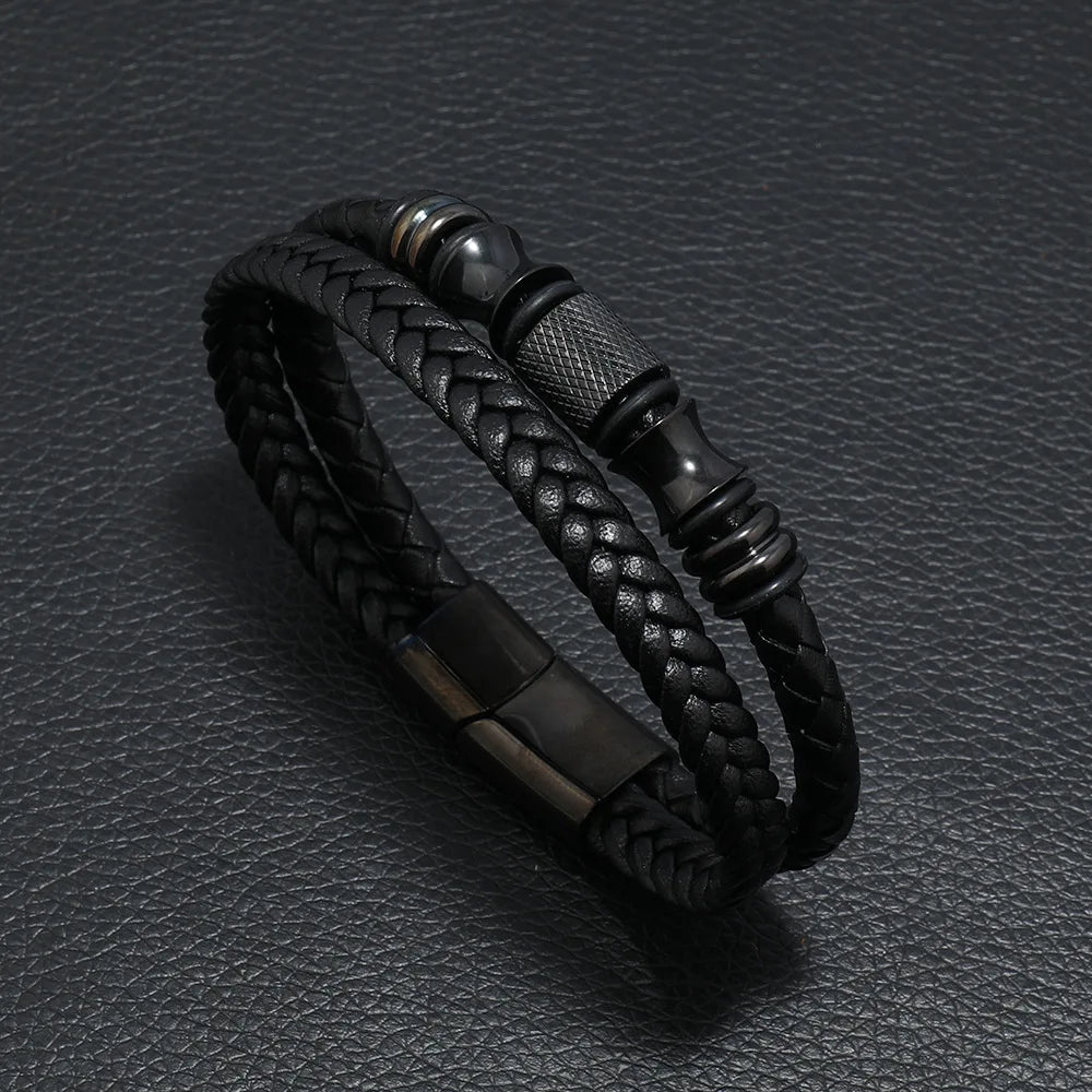 Bracelete Charm Black Couro