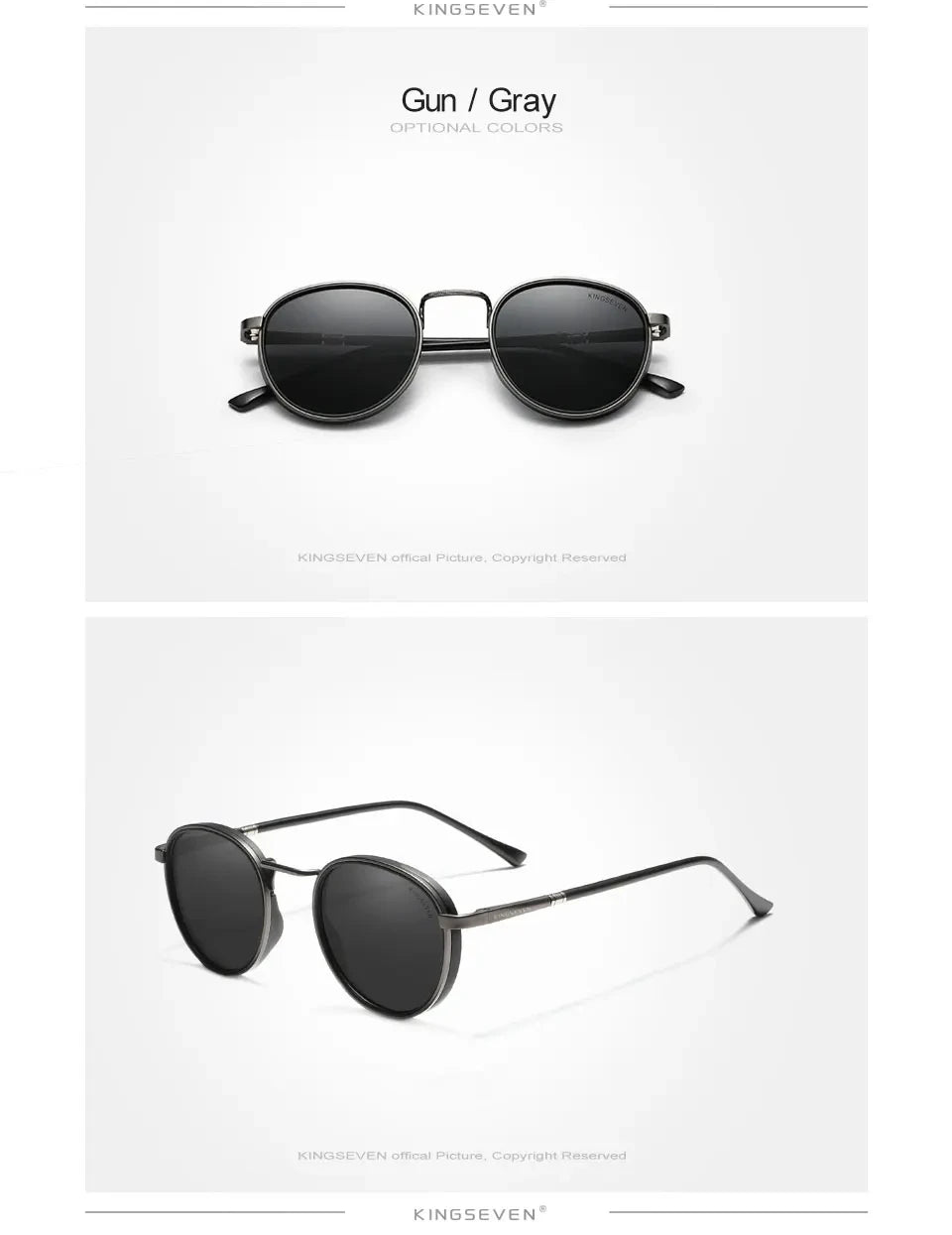 KINGSEVEN Brand Original Causal Round Frame Sunglasses Men Polarized UV400 Luxury Retro Women Driving Summer Fishing Glasses