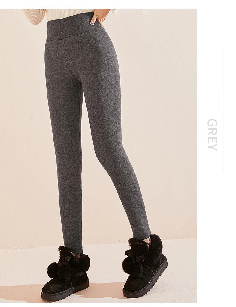 1pcs Winter Leggings Women Cotton Extra Thick Warm Pants Fashion Thermal Legging Slim Black Elastic High Waist Solid Leggings