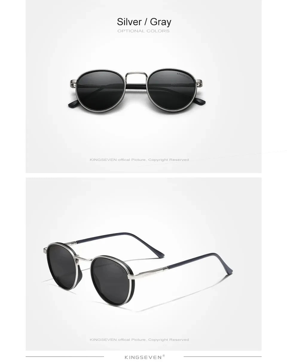 KINGSEVEN Brand Original Causal Round Frame Sunglasses Men Polarized UV400 Luxury Retro Women Driving Summer Fishing Glasses