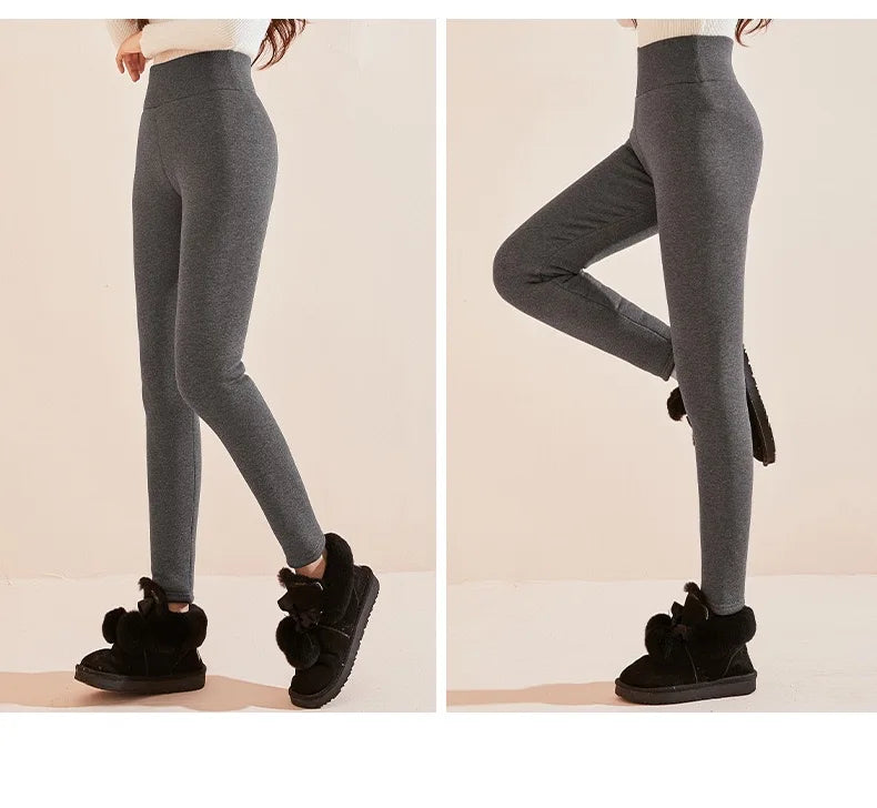 1pcs Winter Leggings Women Cotton Extra Thick Warm Pants Fashion Thermal Legging Slim Black Elastic High Waist Solid Leggings
