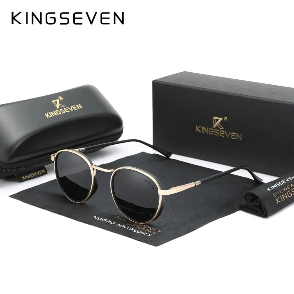 KINGSEVEN Brand Original Causal Round Frame Sunglasses Men Polarized UV400 Luxury Retro Women Driving Summer Fishing Glasses