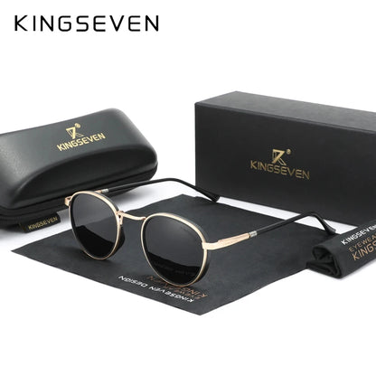 KINGSEVEN Brand Original Causal Round Frame Sunglasses Men Polarized UV400 Luxury Retro Women Driving Summer Fishing Glasses