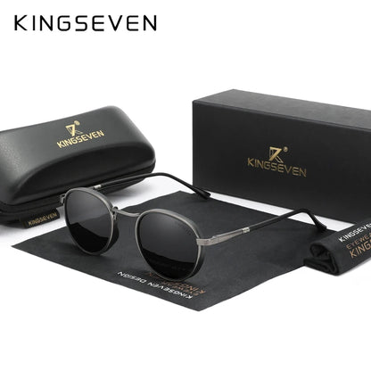 KINGSEVEN Brand Original Causal Round Frame Sunglasses Men Polarized UV400 Luxury Retro Women Driving Summer Fishing Glasses