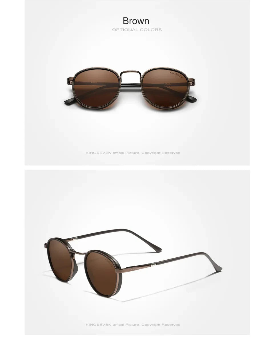 KINGSEVEN Brand Original Causal Round Frame Sunglasses Men Polarized UV400 Luxury Retro Women Driving Summer Fishing Glasses