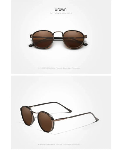 KINGSEVEN Brand Original Causal Round Frame Sunglasses Men Polarized UV400 Luxury Retro Women Driving Summer Fishing Glasses