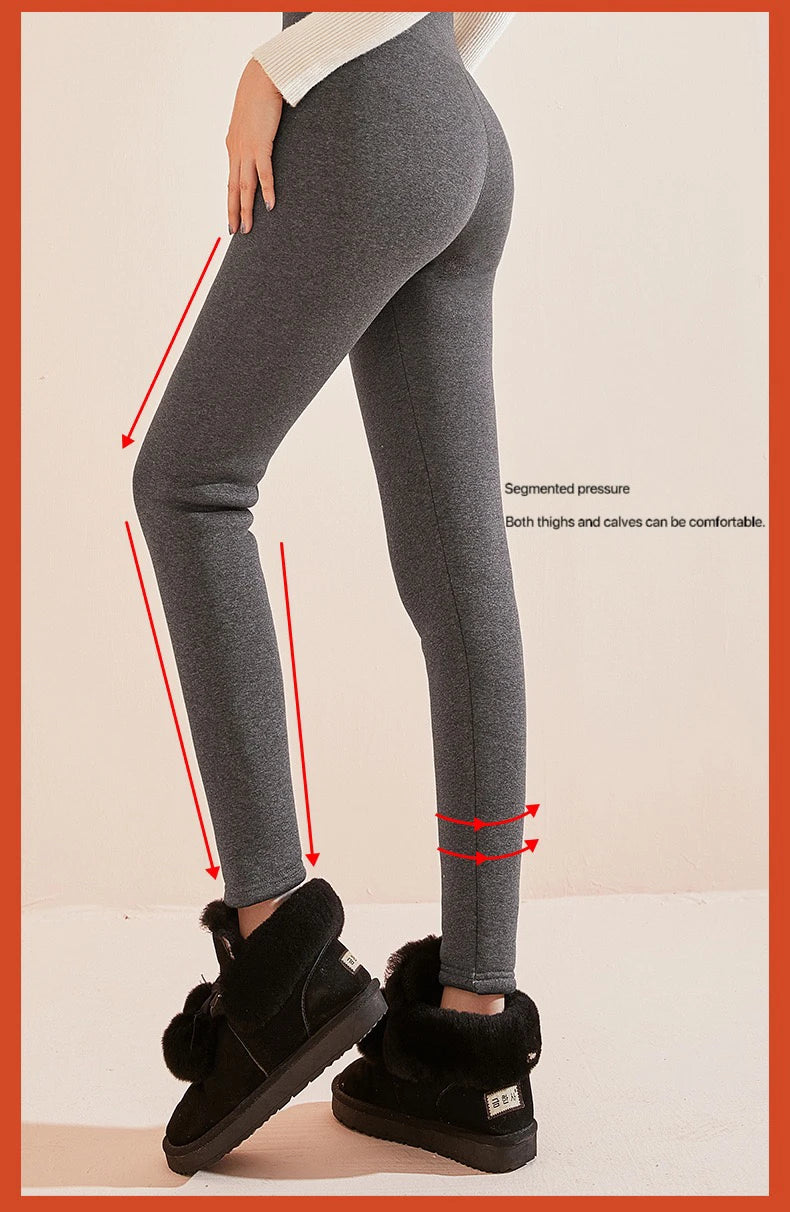 1pcs Winter Leggings Women Cotton Extra Thick Warm Pants Fashion Thermal Legging Slim Black Elastic High Waist Solid Leggings