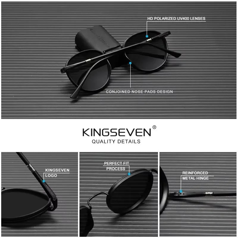 KINGSEVEN Brand Original Causal Round Frame Sunglasses Men Polarized UV400 Luxury Retro Women Driving Summer Fishing Glasses
