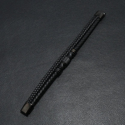 Bracelete Charm Black Couro