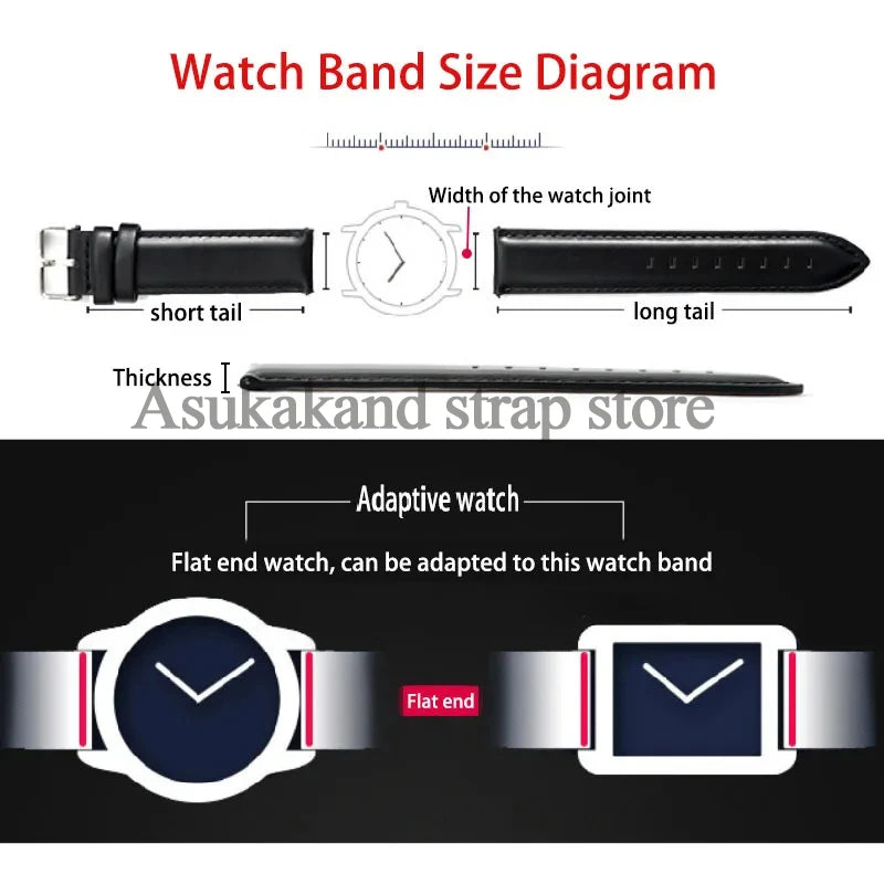 For Tissot Seiko Calf Genuine Leather WatchBand Alligator Grain Butterfly Clasp Watch Strap 12/13/14/15/16/17/18/19/20/22mm 24mm