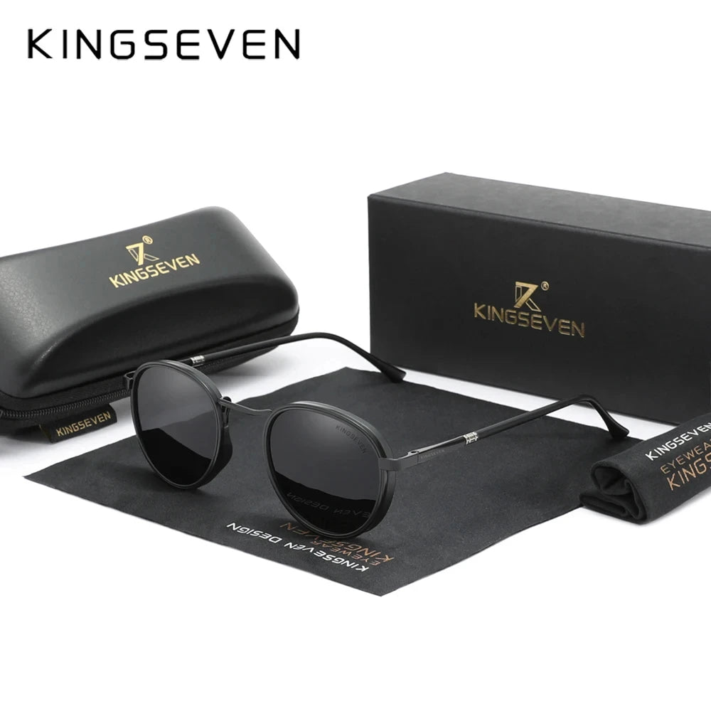 KINGSEVEN Brand Original Causal Round Frame Sunglasses Men Polarized UV400 Luxury Retro Women Driving Summer Fishing Glasses