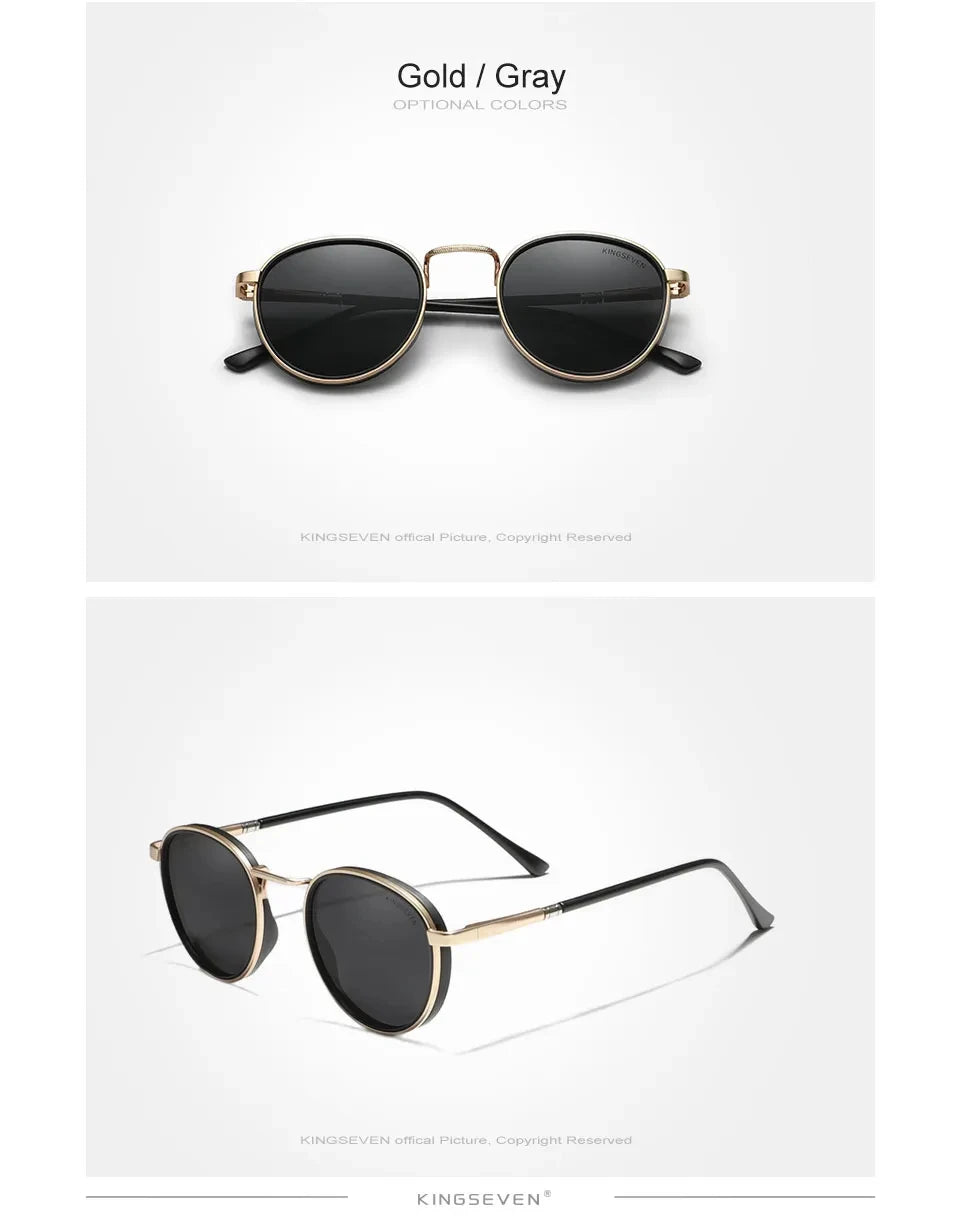 KINGSEVEN Brand Original Causal Round Frame Sunglasses Men Polarized UV400 Luxury Retro Women Driving Summer Fishing Glasses