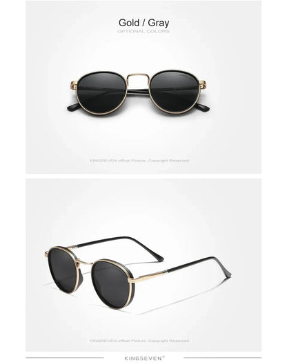 KINGSEVEN Brand Original Causal Round Frame Sunglasses Men Polarized UV400 Luxury Retro Women Driving Summer Fishing Glasses