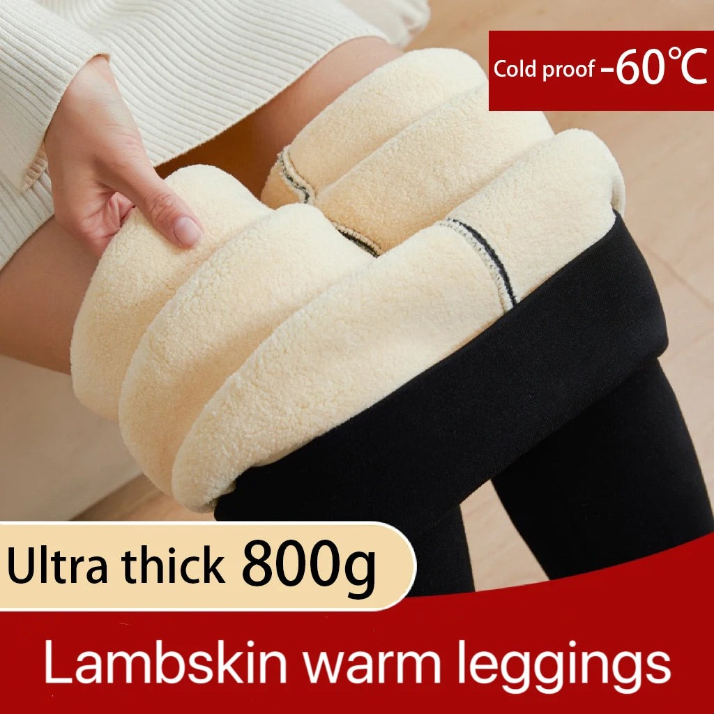 1pcs Winter Leggings Women Cotton Extra Thick Warm Pants Fashion Thermal Legging Slim Black Elastic High Waist Solid Leggings
