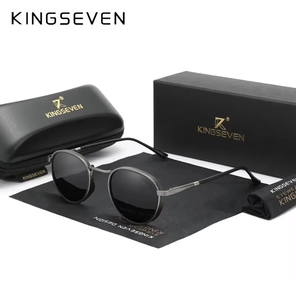 KINGSEVEN Brand Original Causal Round Frame Sunglasses Men Polarized UV400 Luxury Retro Women Driving Summer Fishing Glasses