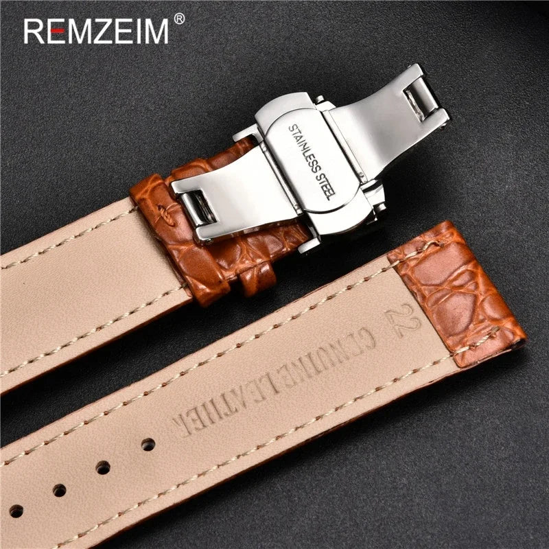 Embossed Leather Watch Strap with Box Watch Band Butterfly Clasp Bracelet 18mm 20mm 22mm 24mm Wrist Band Watch Accessories