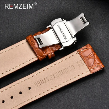 Embossed Leather Watch Strap with Box Watch Band Butterfly Clasp Bracelet 18mm 20mm 22mm 24mm Wrist Band Watch Accessories
