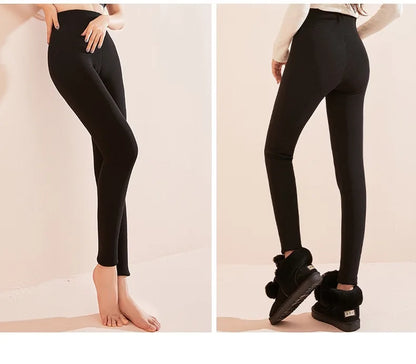1pcs Winter Leggings Women Cotton Extra Thick Warm Pants Fashion Thermal Legging Slim Black Elastic High Waist Solid Leggings