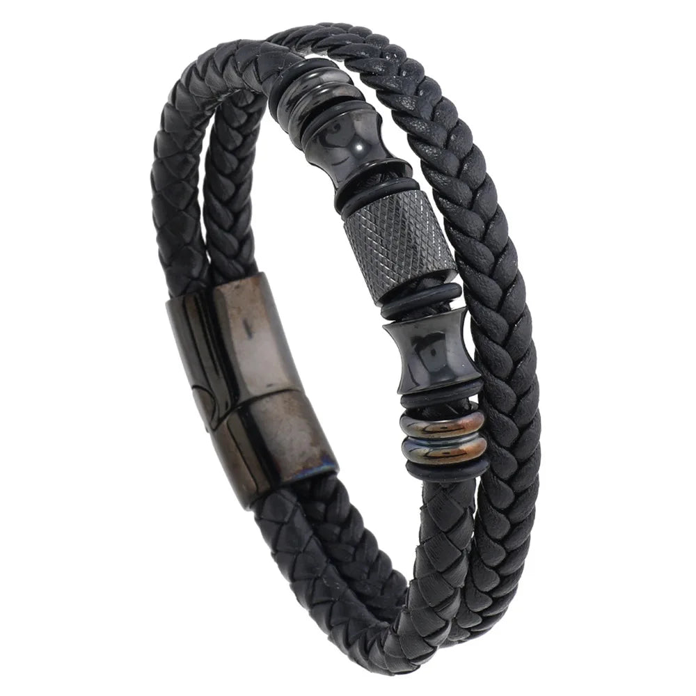 Bracelete Charm Black Couro