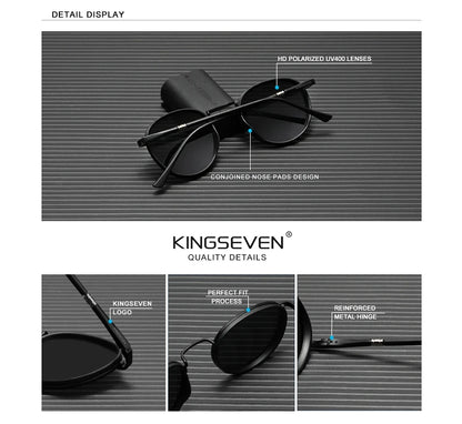 KINGSEVEN Brand Original Causal Round Frame Sunglasses Men Polarized UV400 Luxury Retro Women Driving Summer Fishing Glasses