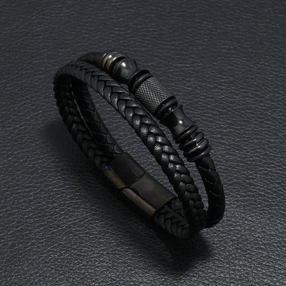 Bracelete Charm Black Couro