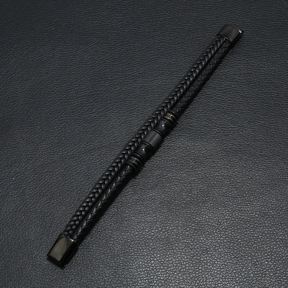 Bracelete Charm Black Couro