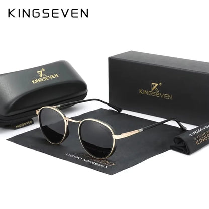 KINGSEVEN Brand Original Causal Round Frame Sunglasses Men Polarized UV400 Luxury Retro Women Driving Summer Fishing Glasses