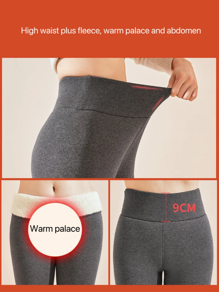 1pcs Winter Leggings Women Cotton Extra Thick Warm Pants Fashion Thermal Legging Slim Black Elastic High Waist Solid Leggings